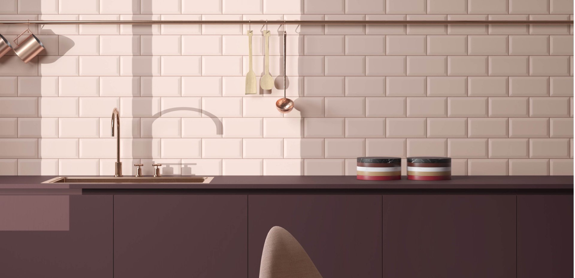 #Ceramica Vogue #obklady Bisello matné #Obklady a dlažby #Kuchyně #Metro #Moderní styl #Retro #růžová #Matný obklad #Malý formát #1000 - 1500 Kč/m2 #new 