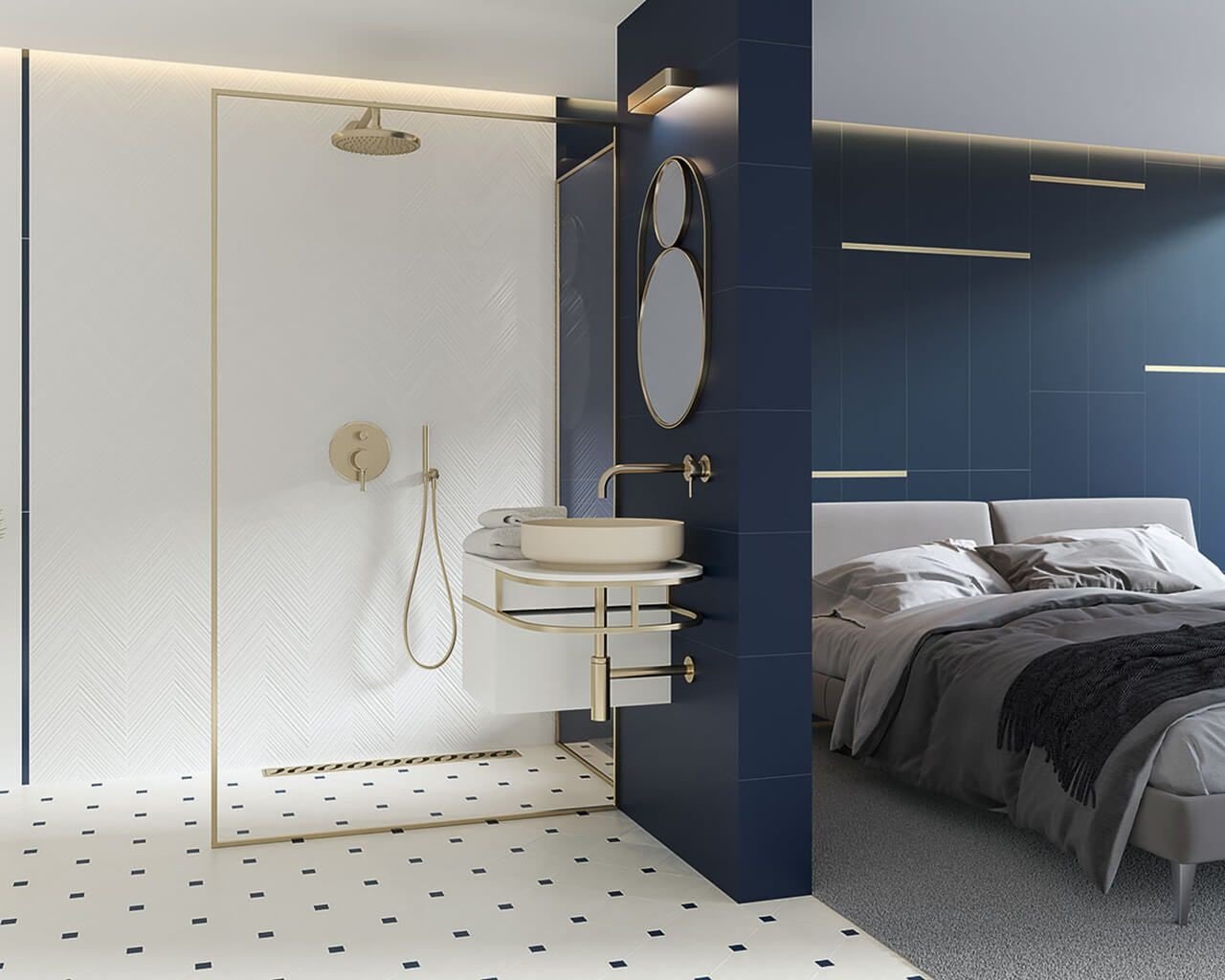 #Ceramika Paradyz #Urban Colours #Obklady a dlažby #Koupelna #Klasický styl #Moderní styl #bílá #modrá #Lesklý obklad #Střední formát #1500 a výše #new #700 - 1000 Kč/m2 
