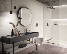 #Koupelna #Moderní styl #bílá #zelená #1000 - 1500 Kč/m2 #700 - 1000 Kč/m2 #Ceramika Paradyz #Feelings