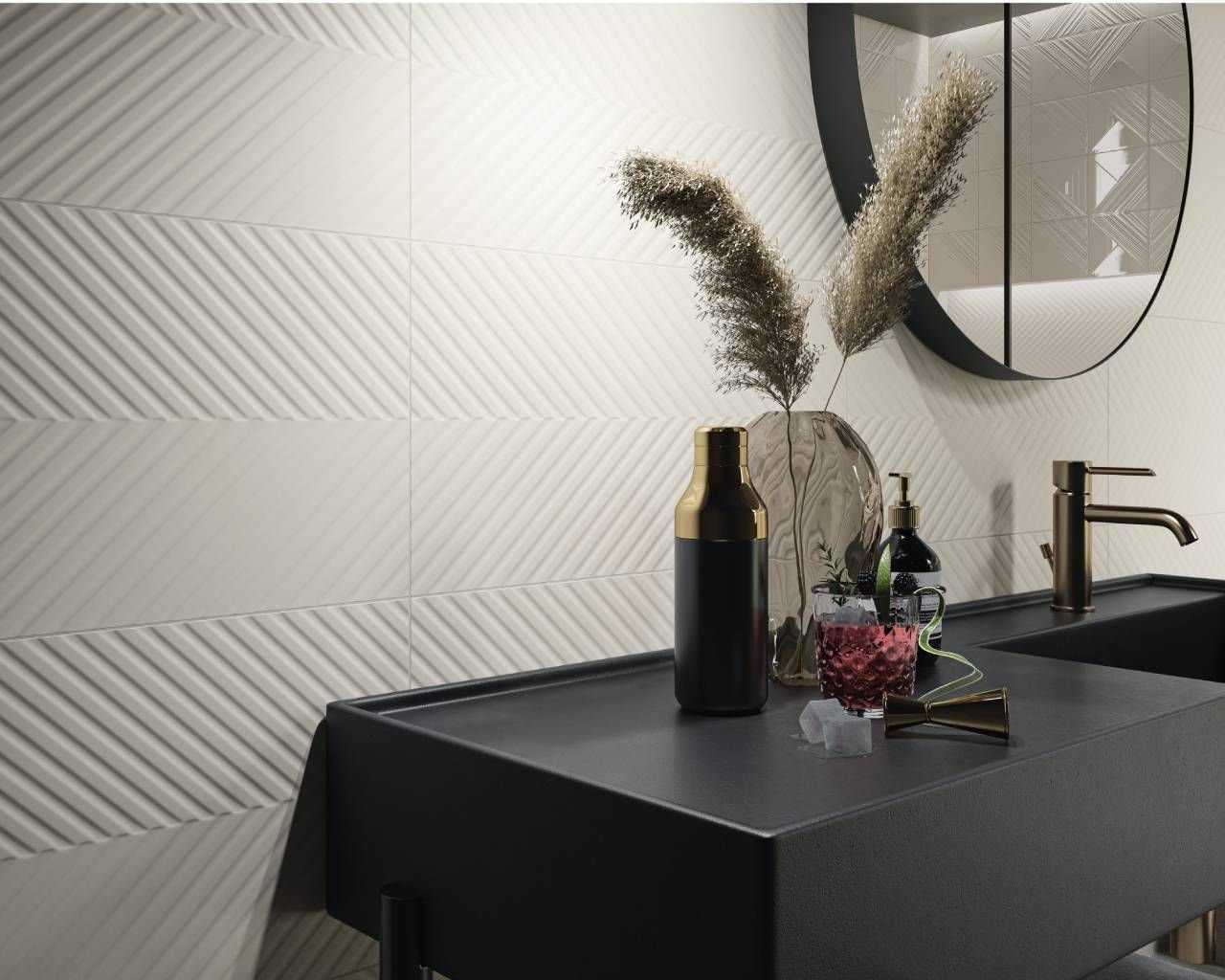 #Koupelna #Moderní styl #bílá #zelená #1000 - 1500 Kč/m2 #700 - 1000 Kč/m2 #Ceramika Paradyz #Feelings