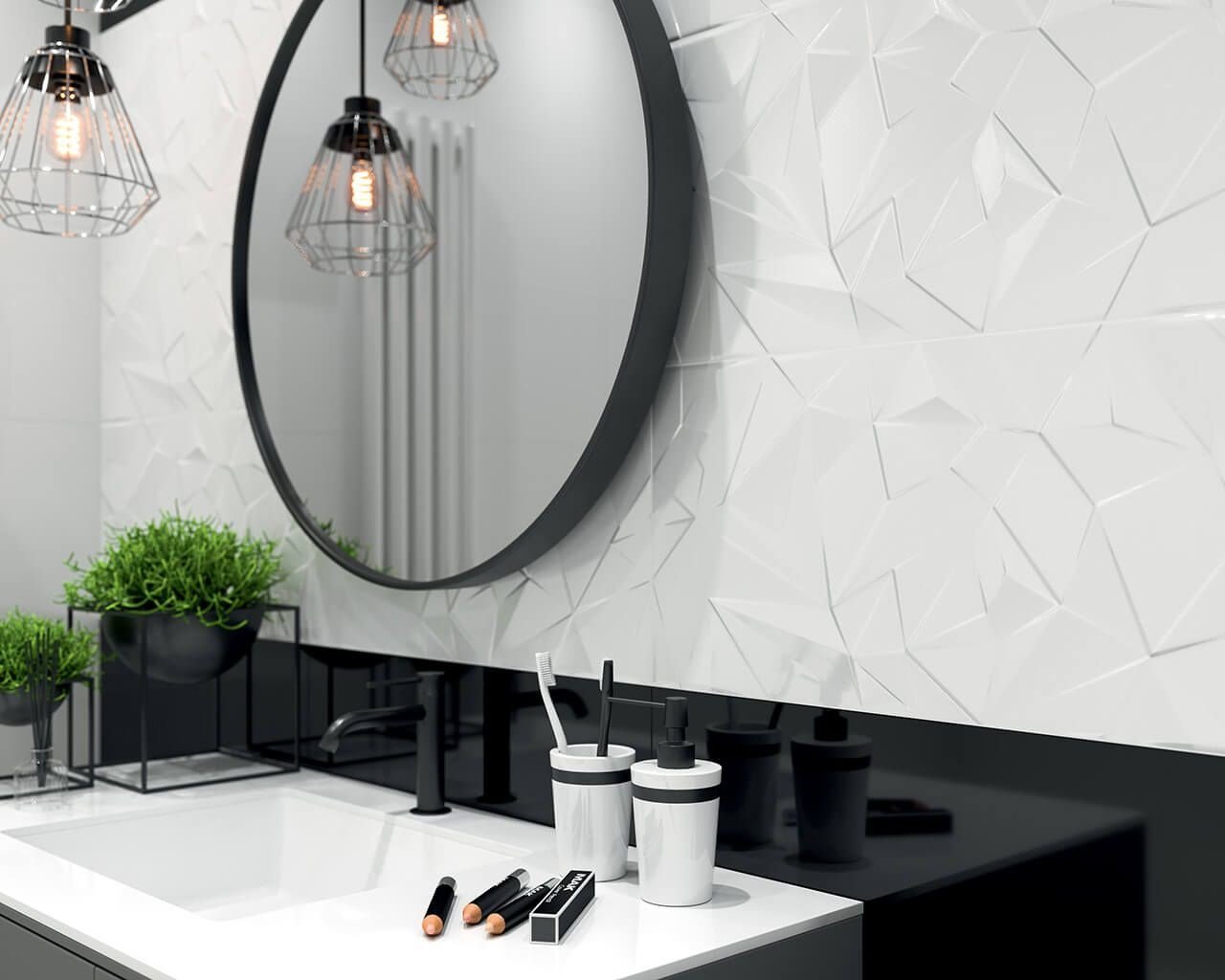 #Ceramika Paradyz #Synergy #Obklady a dlažby #Koupelna #inserta #Black & White #Moderní styl #bílá #černá #Lesklý obklad #Velký formát #500 - 700 Kč/m2 #Black and White