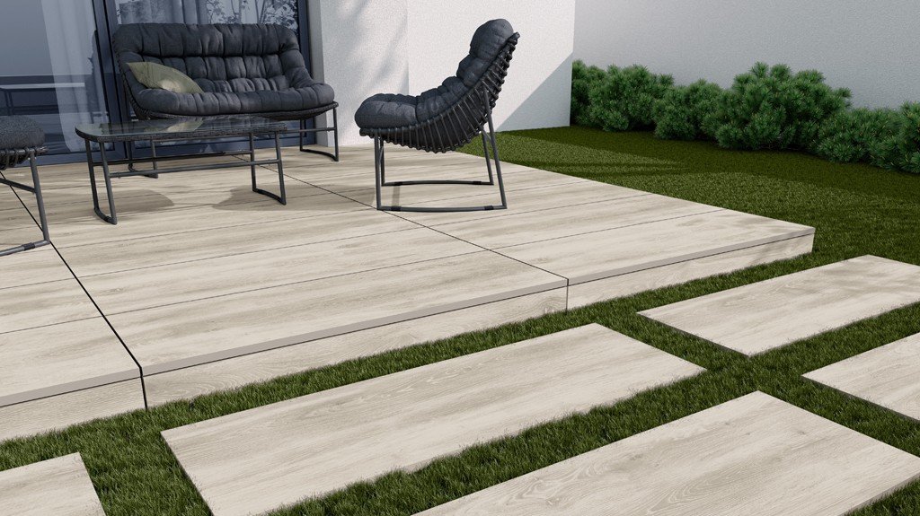#Cerrad #Tauro #Obklady a dlažby #Terasy a balkony #dřevo #Moderní styl #Naturální styl #Matná dlažba #Tloušťka 2 cm na terče #1000 - 1500 Kč/m2 #new #krémová 