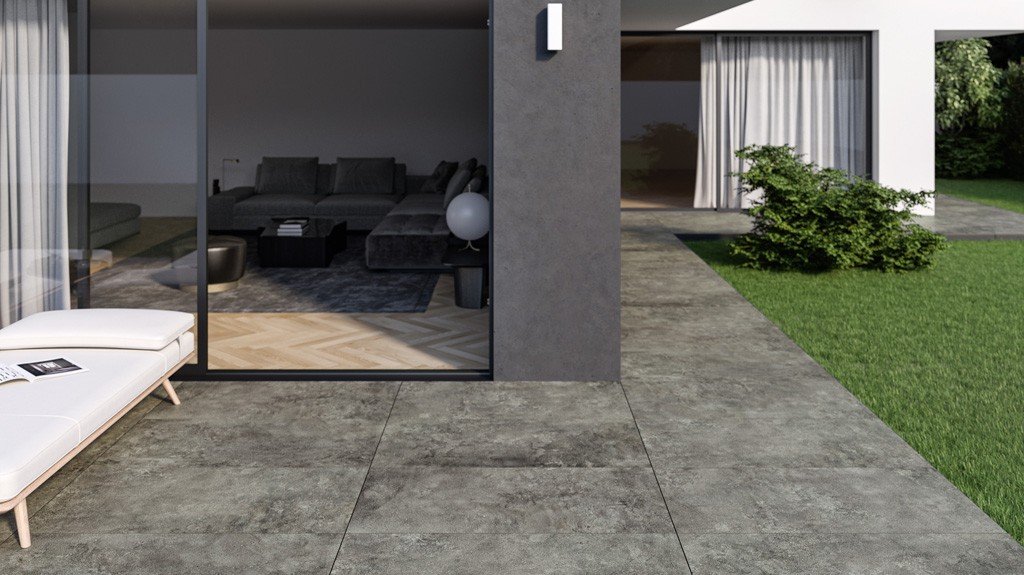 #Cerrad #Crafter #Obklady a dlažby #Terasy a balkony #beton #Minimalistický styl #Moderní styl #Matná dlažba #Tloušťka 2 cm na terče #1000 - 1500 Kč/m2 #new #černá 