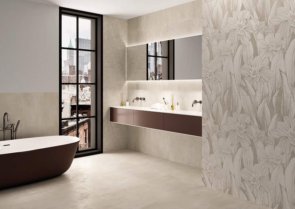 #Ceramiche Paul #More! #Obklady a dlažby #beton #Moderní styl #Matná dlažba #Extra velký formát #1000 - 1500 Kč/m2 #new #krémová #Koupelna 