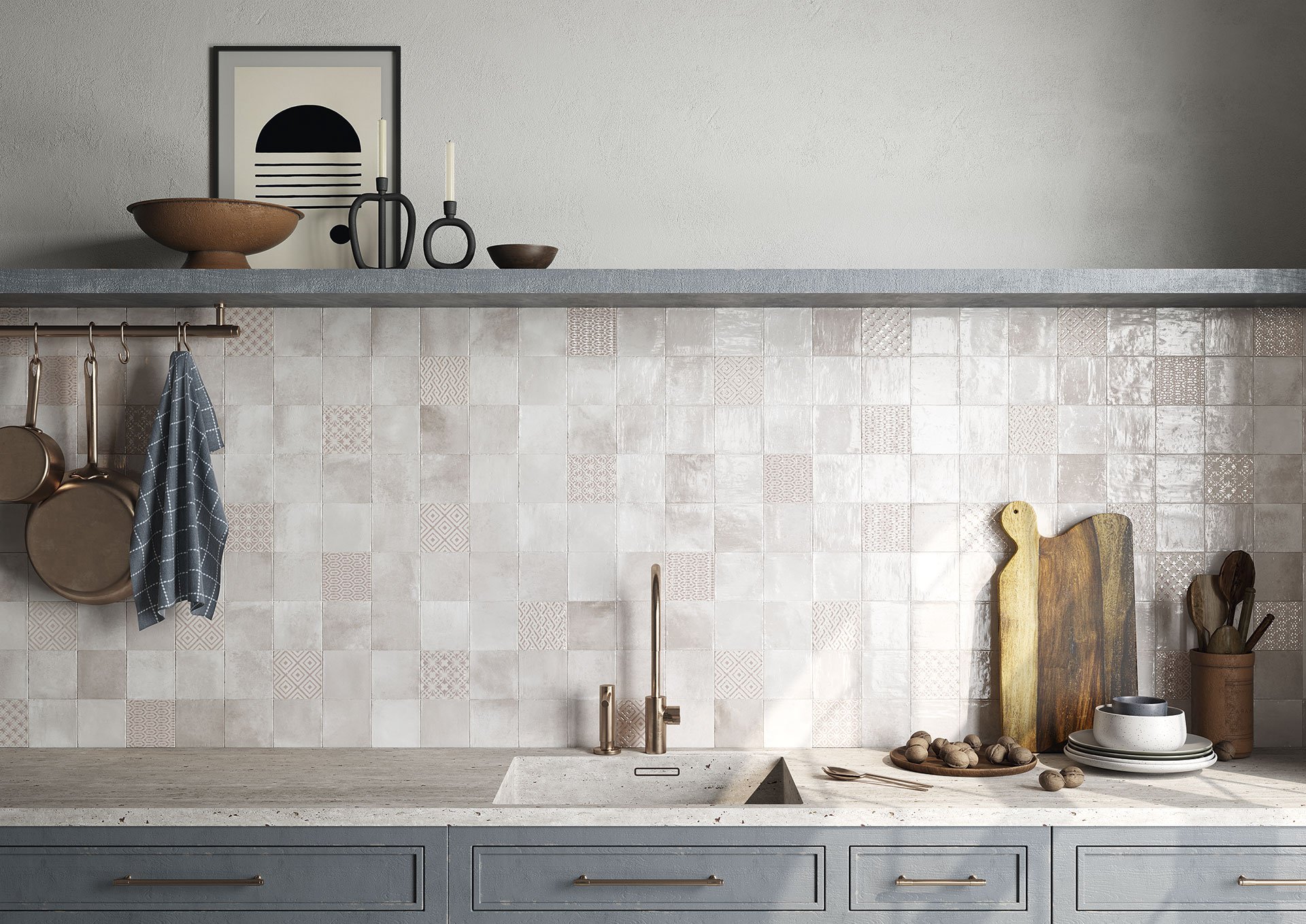 #Koupelna #Kuchyně #Klasický styl #Patchwork #Rustikální styl #béžová #krémová #modrá #růžová #šedá #zelená #žlutá #Malý formát #Lesklý obklad #1500 a výše