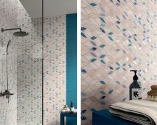 #Koupelna #Moderní styl #bílá #modrá #Velký formát #Matný obklad #500 - 700 Kč/m2 #Ceramika Paradyz #Happines