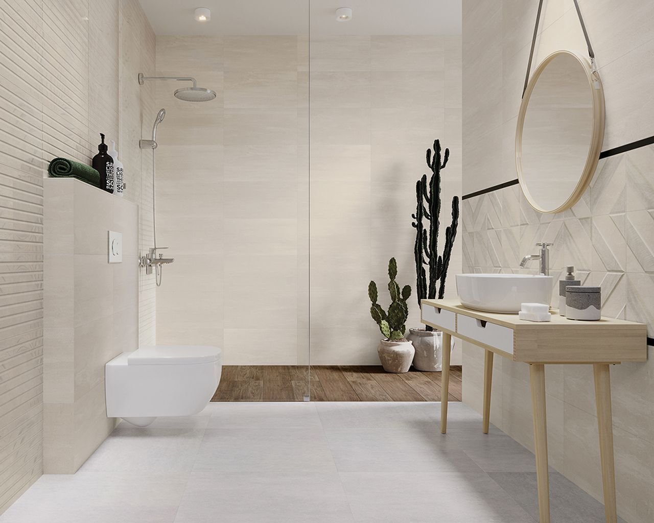 #Koupelna #Moderní styl #bílá #modrá #Velký formát #Matný obklad #500 - 700 Kč/m2 #Ceramika Paradyz #Happines