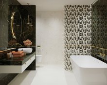 #Koupelna #mramor #Klasický styl #Moderní styl #bílá #černá #Velký formát #Lesklý obklad #500 - 700 Kč/m2