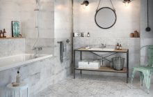 #Koupelna #Obytné prostory #beton #Patchwork #šedá #Velký formát #Matný obklad #500 - 700 Kč/m2