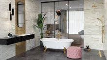 #Koupelna #mramor #Klasický styl #bílá #Velký formát #Lesklý obklad #700 - 1000 Kč/m2