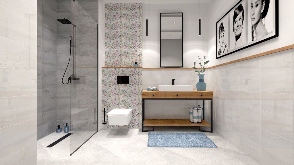 #Koupelna #Moderní styl #šedá #Střední formát #Lesklý obklad #500 - 700 Kč/m2