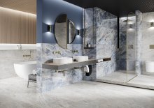 #Koupelna #Kuchyně #Obytné prostory #mramor #Klasický styl #Moderní styl #modrá #Extra velký formát #Velký formát #Lesklá dlažba #Matná dlažba #1000 - 1500 Kč/m2 #1500 a výše #Cerrad #Brazilian Quarzite Blue