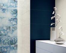 #Koupelna #Kuchyně #Moderní styl #Patchwork #bílá #modrá #šedá #Velký formát #Matný obklad #700 - 1000 Kč/m2