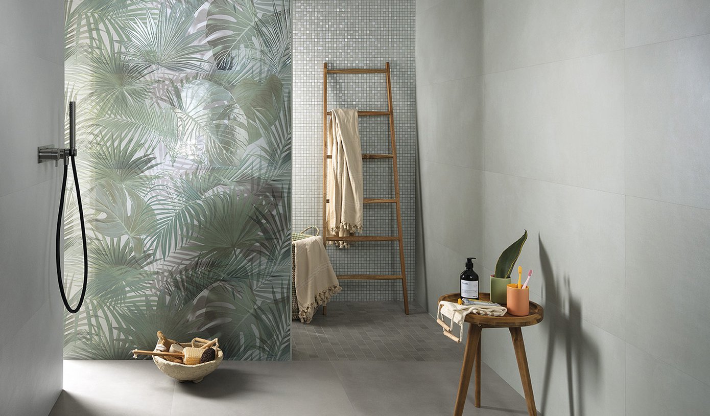 #Koupelna #Moderní styl #béžová #bílá #hnědá #modrá #růžová #šedá #zelená #Extra velký formát #Matný obklad #1500 a výše