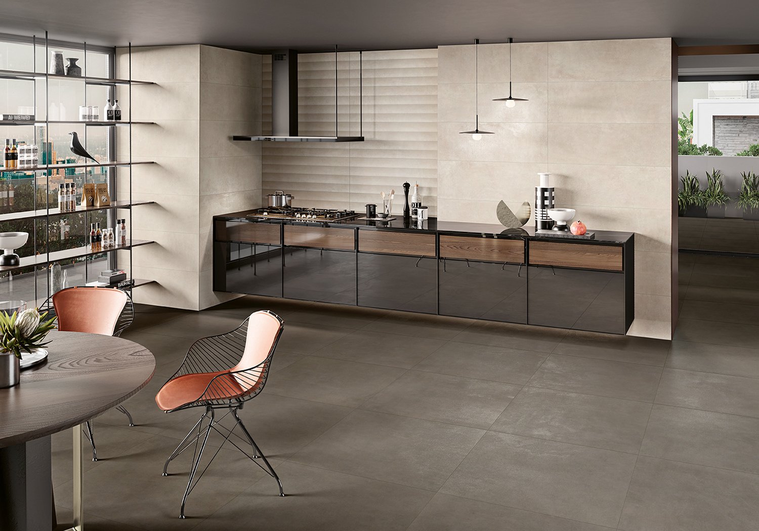 #Koupelna #Kuchyně #Moderní styl #béžová #bílá #oranžová #šedá #zelená #Extra velký formát #Matný obklad #1000 - 1500 Kč/m2