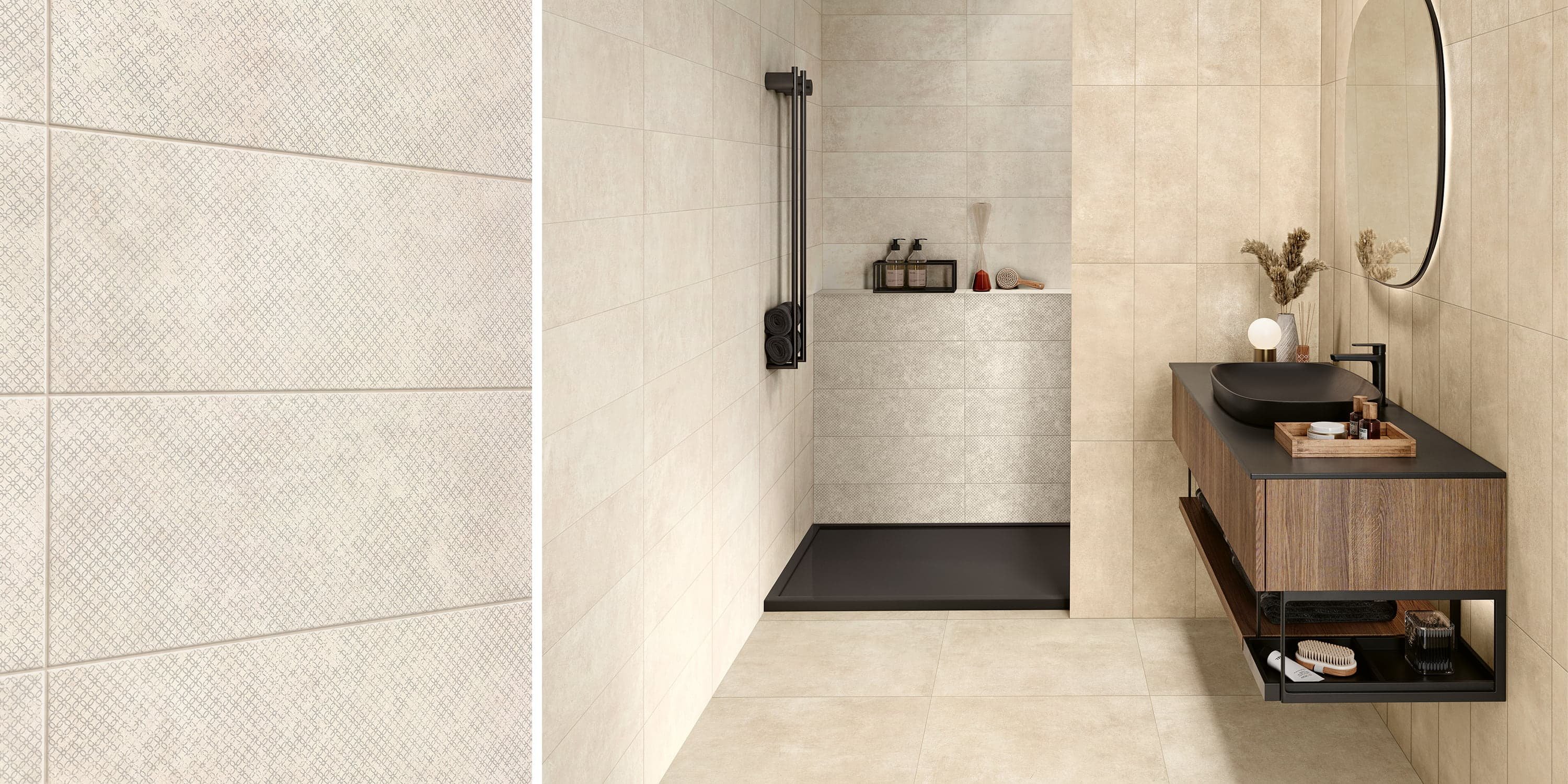 #Koupelna #Kuchyně #Moderní styl #béžová #bílá #oranžová #šedá #zelená #Extra velký formát #Matný obklad #1000 - 1500 Kč/m2