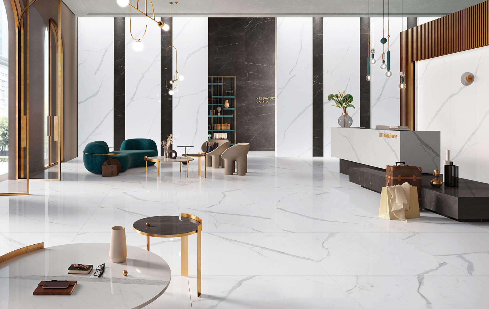 #Obytné prostory #kámen #mramor #Moderní styl #bílá #šedá #zelená #Extra velký formát #Velký formát #Lesklá dlažba #1500 a výše #Ceramic Design #Jolie