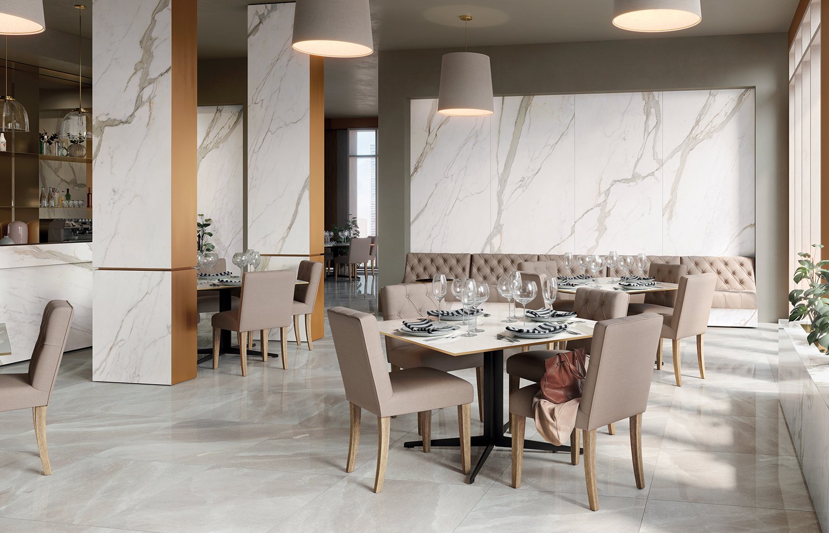 #Obytné prostory #kámen #mramor #Moderní styl #bílá #šedá #zelená #Extra velký formát #Velký formát #Lesklá dlažba #1500 a výše #Ceramic Design #Jolie