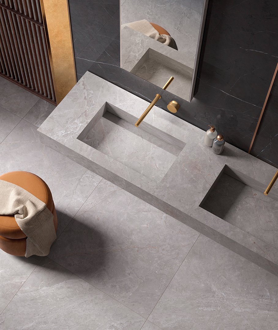 #Obytné prostory #kámen #mramor #Moderní styl #bílá #šedá #zelená #Extra velký formát #Velký formát #Lesklá dlažba #1500 a výše #Ceramic Design #Jolie
