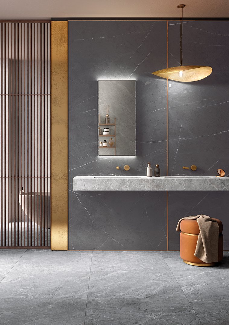 #Obytné prostory #kámen #mramor #Moderní styl #bílá #šedá #zelená #Extra velký formát #Velký formát #Lesklá dlažba #1500 a výše #Ceramic Design #Jolie