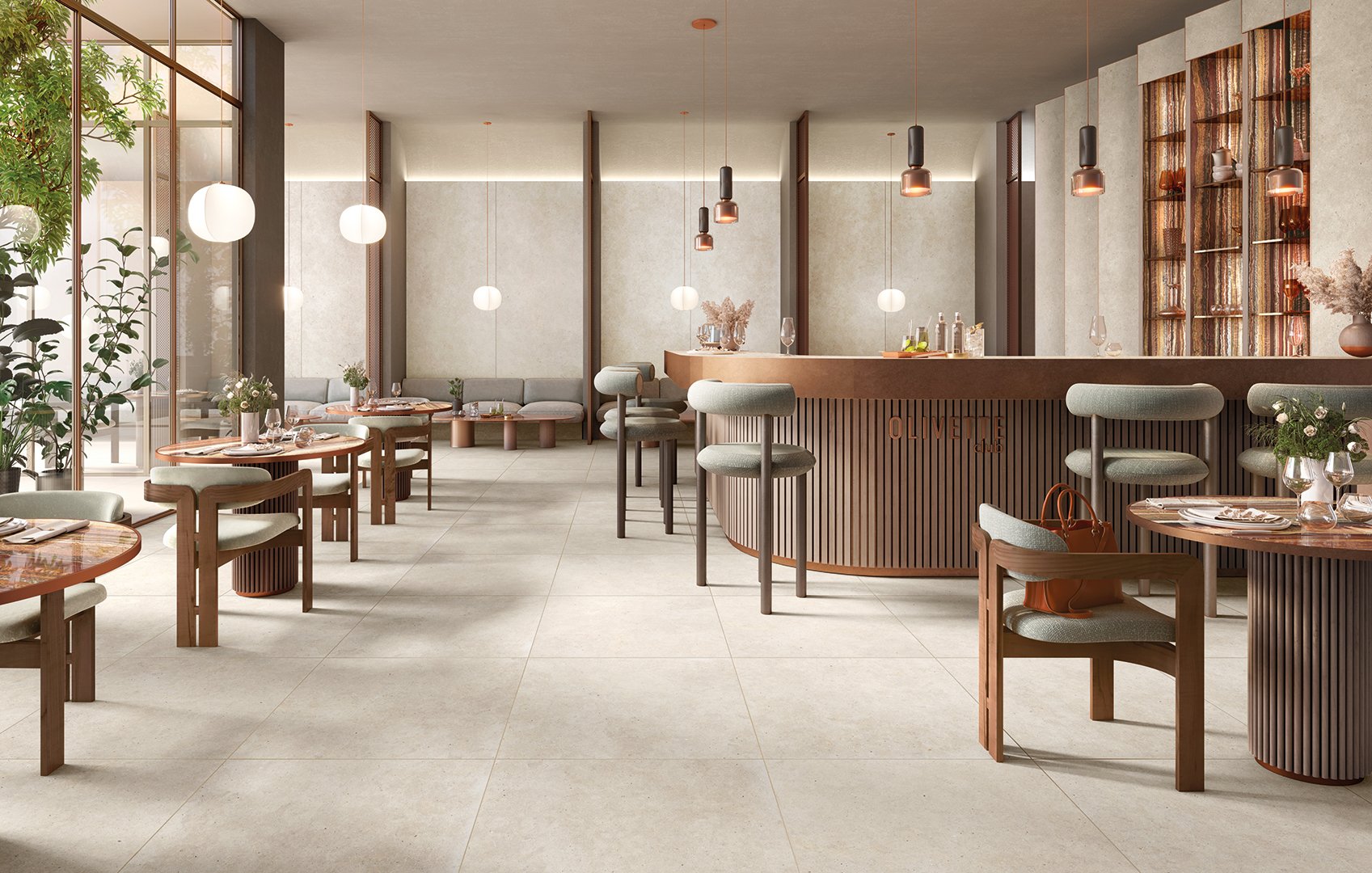 #Koupelna #Kuchyně #Obchody a restaurace #Obytné prostory #beton #kámen #Minimalistický styl #Moderní styl #béžová #bílá #krémová #šedá #Extra velký formát #Velký formát #Matná dlažba #1000 - 1500 Kč/m2 #1500 a výše