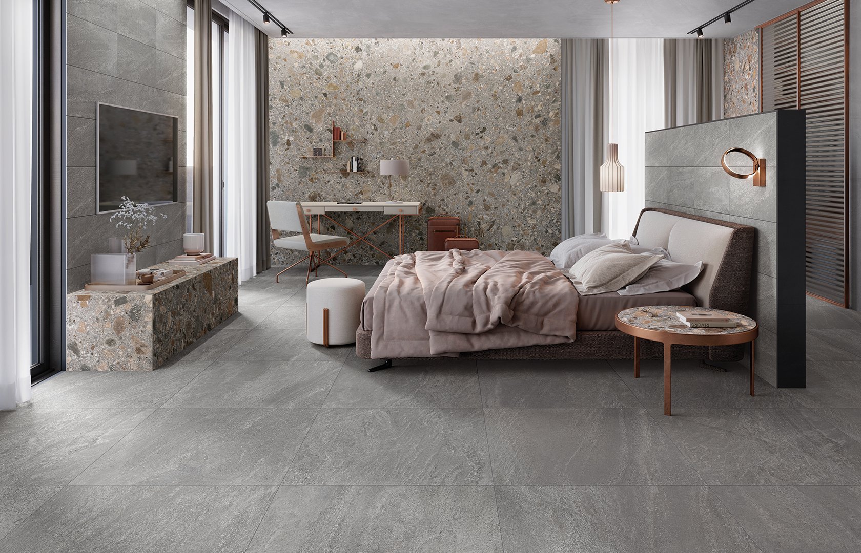 #Koupelna #Kuchyně #Obchody a restaurace #Obytné prostory #beton #kámen #Minimalistický styl #Moderní styl #béžová #bílá #krémová #šedá #Extra velký formát #Velký formát #Matná dlažba #1000 - 1500 Kč/m2 #1500 a výše