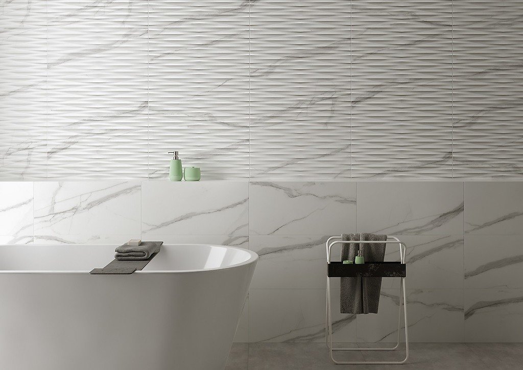 #Koupelna #mramor #Moderní styl #bílá #Velký formát #Matný obklad #700 - 1000 Kč/m2