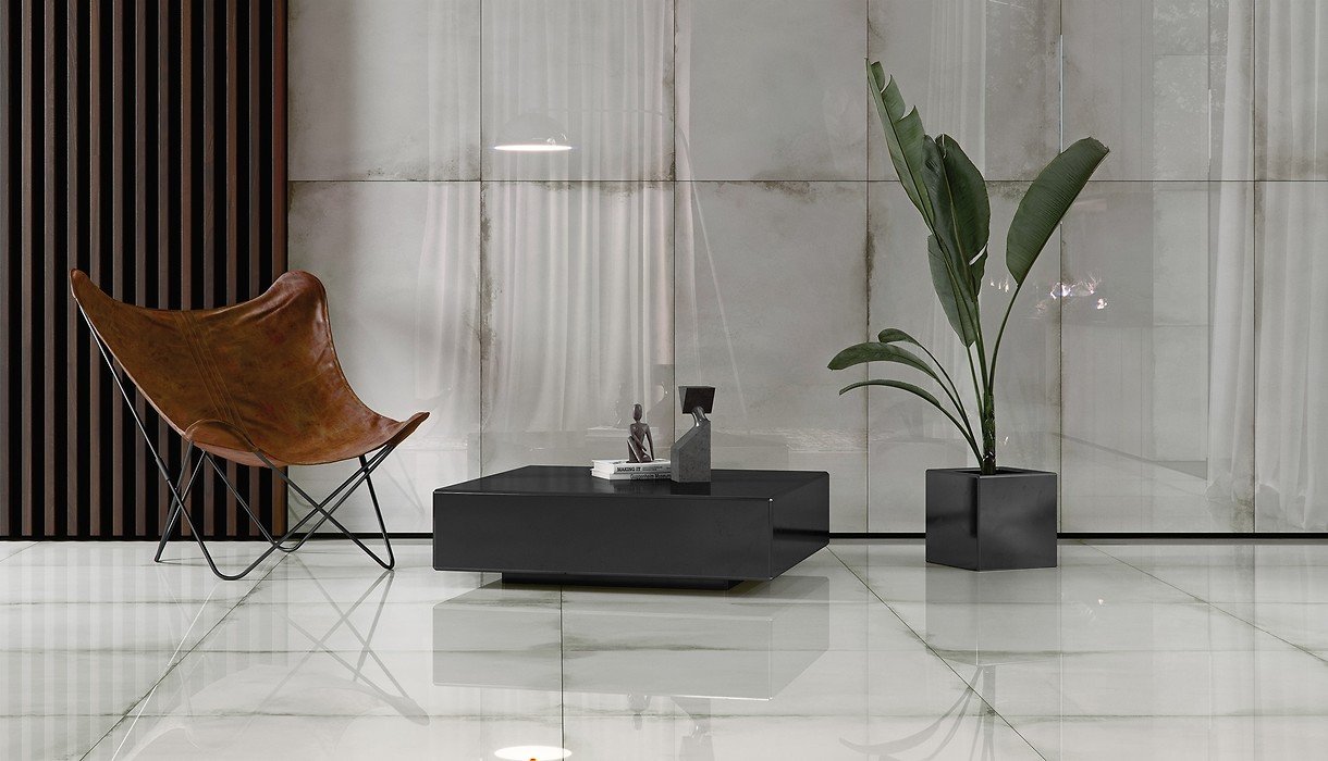 #Koupelna #Obytné prostory #beton #Moderní styl #šedá #Extra velký formát #Velký formát #Lesklá dlažba #1000 - 1500 Kč/m2 #1500 a výše