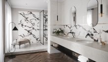#Koupelna #kámen #Klasický styl #Moderní styl #bílá #Extra velký formát #Lesklý obklad #1000 - 1500 Kč/m2