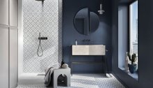 #Koupelna #Obytné prostory #Black and White #Moderní styl #Patchwork #Retro #bílá #černá #šedá #Střední formát #Matná dlažba #500 - 700 Kč/m2