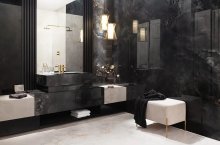 #Koupelna #Obytné prostory #mramor #Klasický styl #černá #modrá #šedá #Extra velký formát #Velký formát #Lesklá dlažba #Matná dlažba #1000 - 1500 Kč/m2 #1500 a výše #700 - 1000 Kč/m2