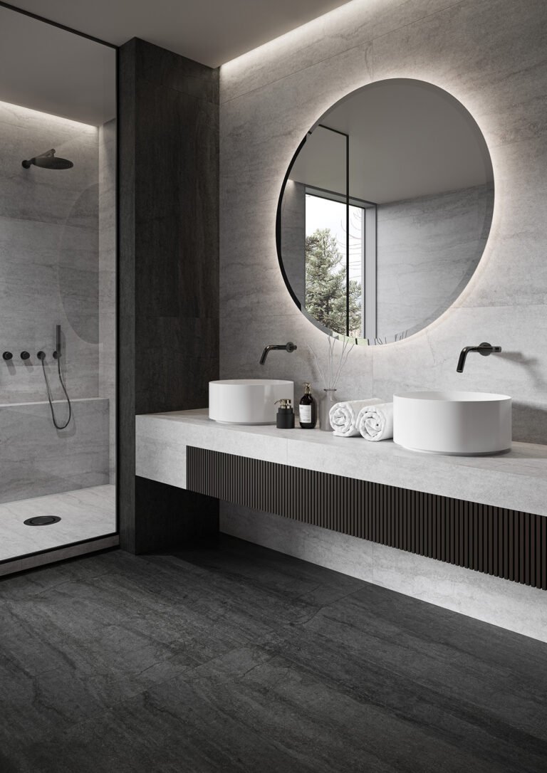#Koupelna #Obytné prostory #kámen #Moderní styl #béžová #šedá #Extra velký formát #Velký formát #Matná dlažba #1000 - 1500 Kč/m2 #500 - 700 Kč/m2 #700 - 1000 Kč/m2