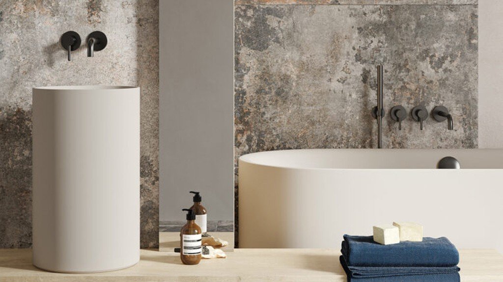 #Koupelna #Obytné prostory #kámen #Moderní styl #šedá #Lapovaná dlažba #1000 - 1500 Kč/m2 #700 - 1000 Kč/m2