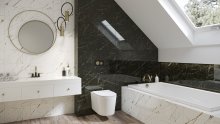 #Koupelna #mramor #Klasický styl #bílá #černá #Velký formát #Lesklý obklad #500 - 700 Kč/m2