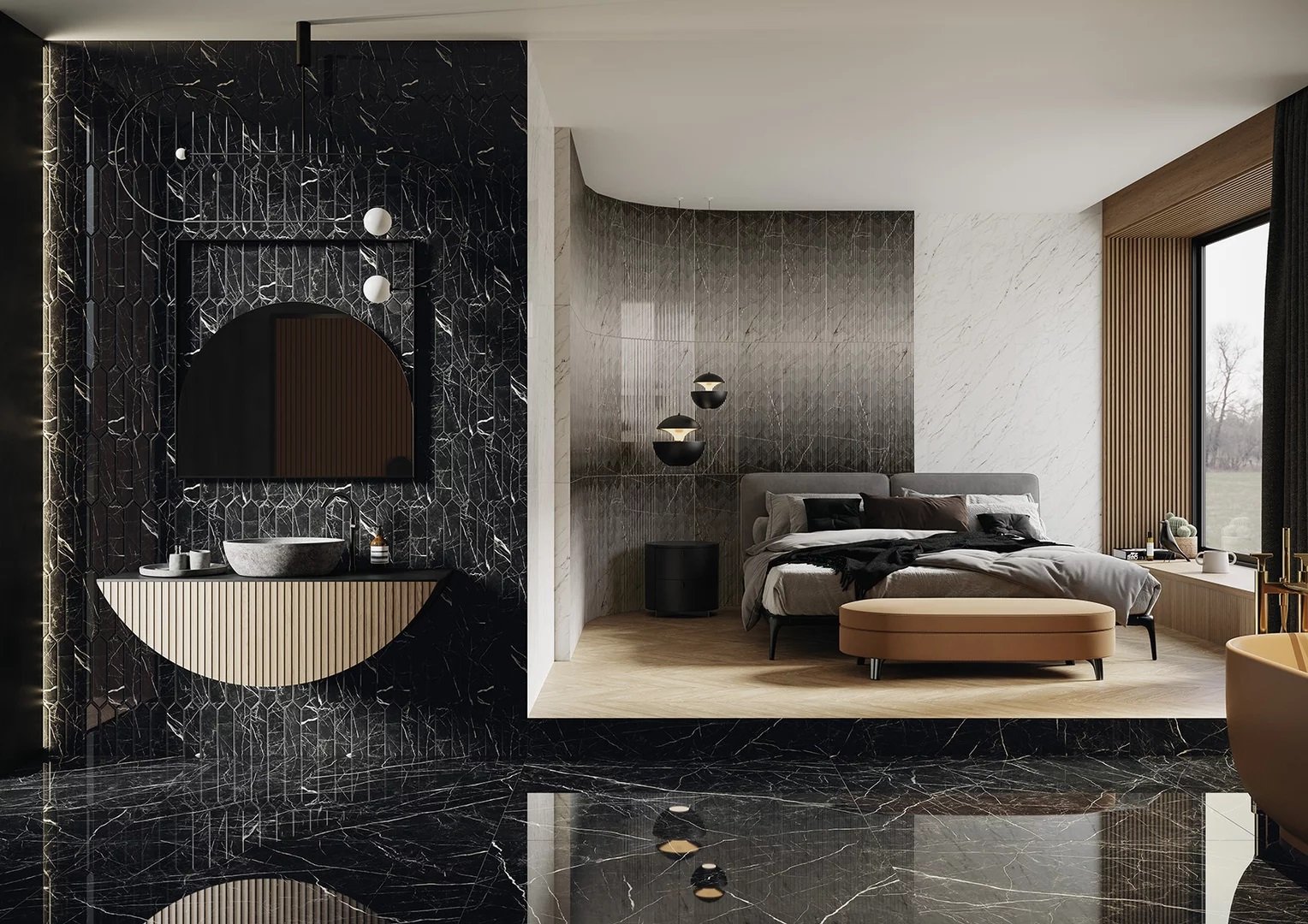 #Koupelna #mramor #Klasický styl #Moderní styl #bílá #černá #Extra velký formát #Lesklý obklad #1000 - 1500 Kč/m2