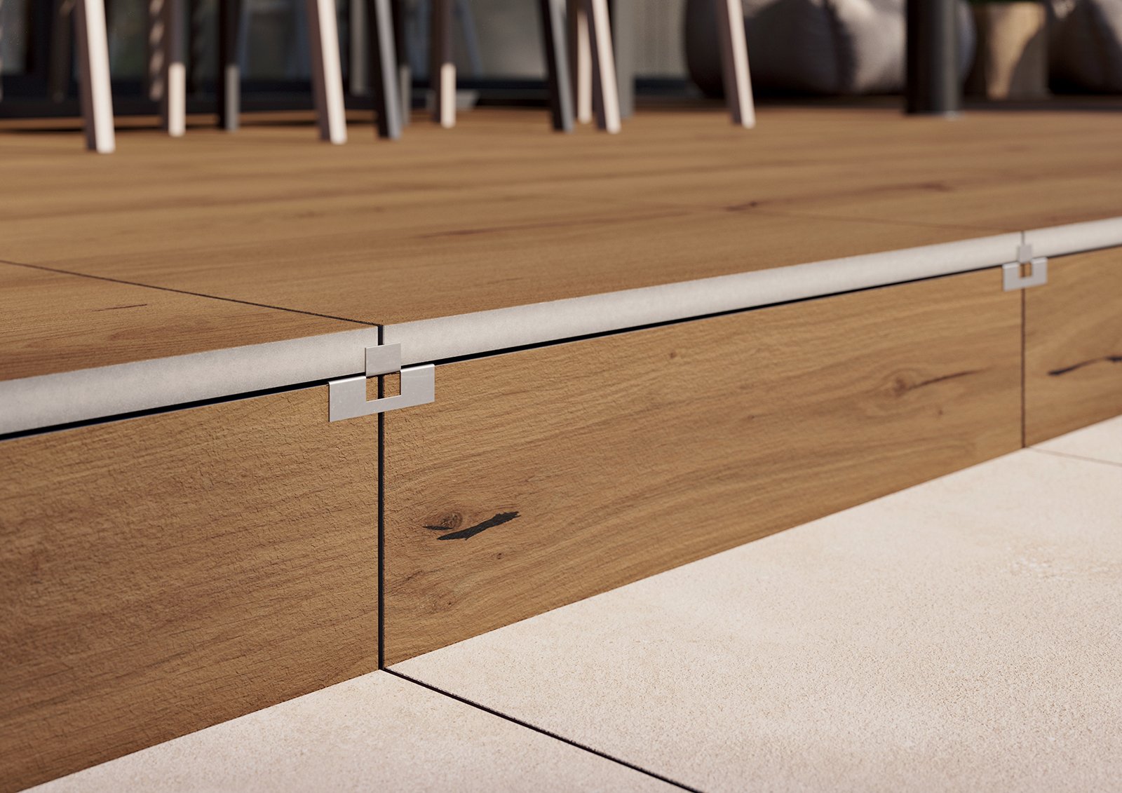 #Terasy a balkony #Venkovní dlažby 2 cm #dřevo #hnědá #Tloušťka 2 cm na terče #Matná dlažba #700 - 1000 Kč/m2