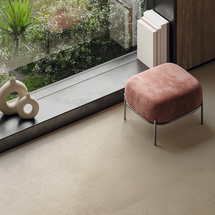 #Koupelna #Obchody a restaurace #Obytné prostory #Terasy a balkony #Venkovní dlažby 2 cm #beton #Moderní styl #béžová #šedá #Extra velký formát #Tloušťka 2 cm na terče #Velký formát #1500 a výše