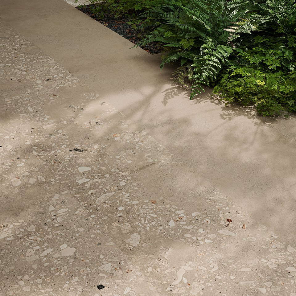 #Koupelna #Obchody a restaurace #Obytné prostory #Terasy a balkony #Venkovní dlažby 2 cm #beton #Moderní styl #béžová #šedá #Extra velký formát #Tloušťka 2 cm na terče #Velký formát #1500 a výše
