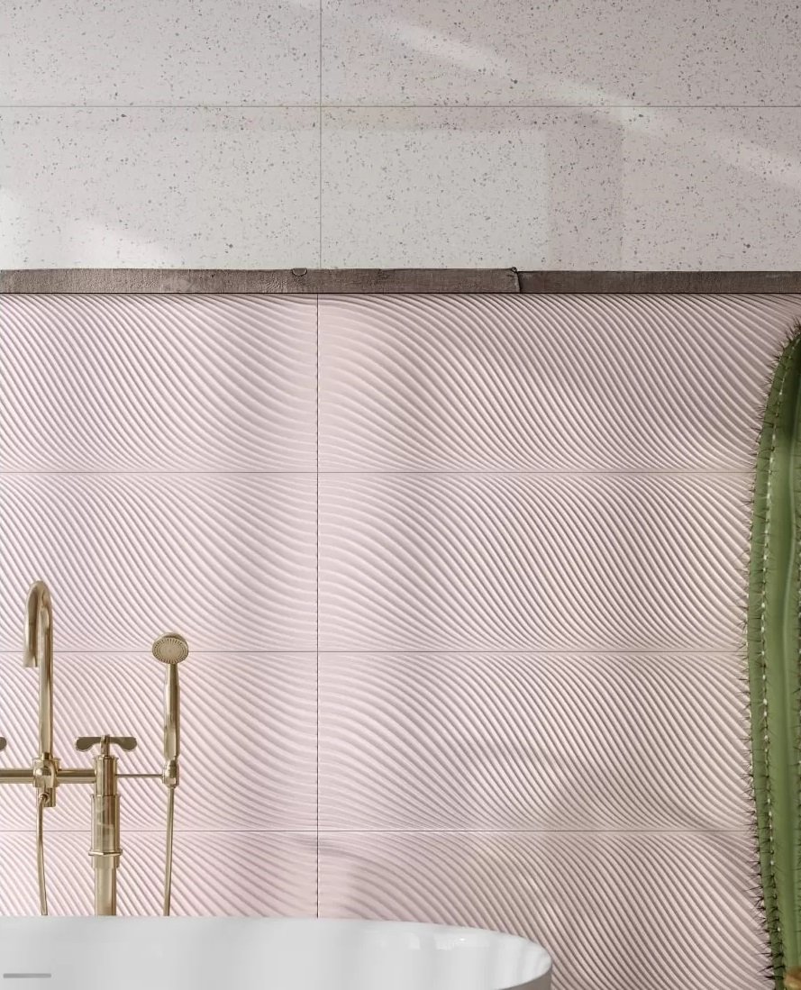 #Koupelna #terrazzo #Klasický styl #Moderní styl #bílá #růžová #Velký formát #Lesklý obklad #1000 - 1500 Kč/m2 #700 - 1000 Kč/m2 #Ceramica Bianca #Perla a Perla Pink