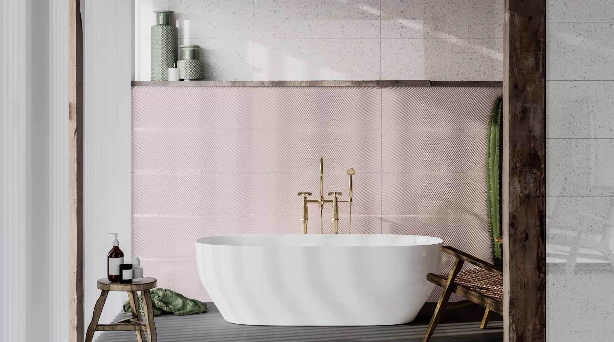 #Koupelna #terrazzo #Klasický styl #Moderní styl #bílá #růžová #Velký formát #Lesklý obklad #1000 - 1500 Kč/m2 #700 - 1000 Kč/m2 #Ceramica Bianca #Perla a Perla Pink
