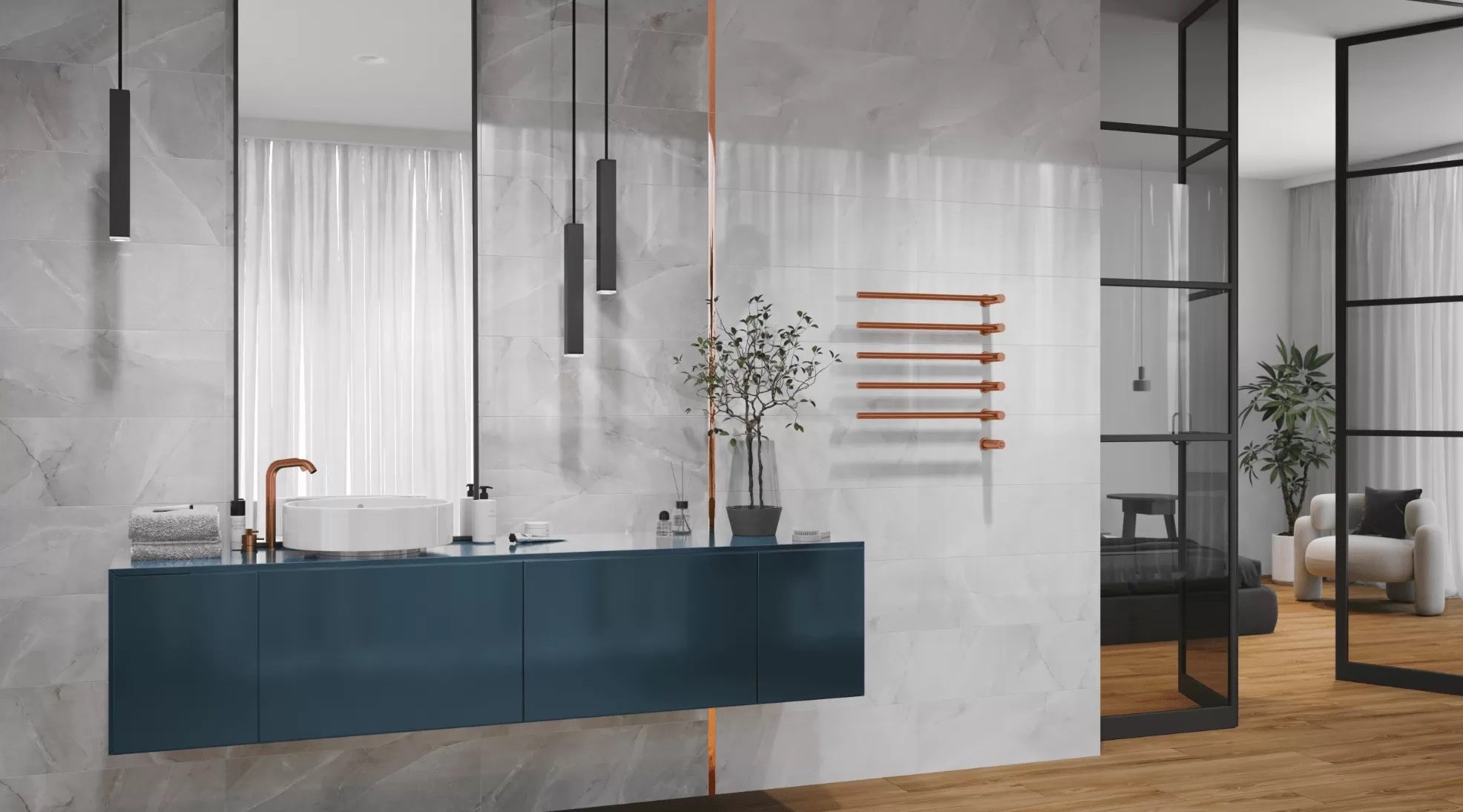 #Koupelna #kámen #Klasický styl #šedá #Velký formát #Lesklý obklad #500 - 700 Kč/m2 #Ceramica Bianca #Cesaria