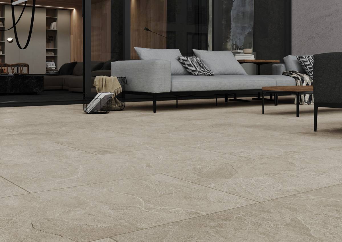 #Terasy a balkony #Venkovní dlažby 2 cm #kámen #Moderní styl #béžová #černá #šedá #Extra velký formát #Tloušťka 2 cm na terče #Velký formát #1000 - 1500 Kč/m2 #RAKO #Core Outdoor 2 cm