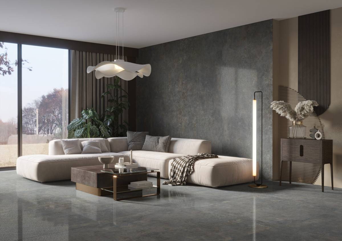 #Koupelna #Obytné prostory #beton #Moderní styl #krémová #šedá #Extra velký formát #Velký formát #Lapovaná dlažba #Matná dlažba #1000 - 1500 Kč/m2 #1500 a výše #700 - 1000 Kč/m2