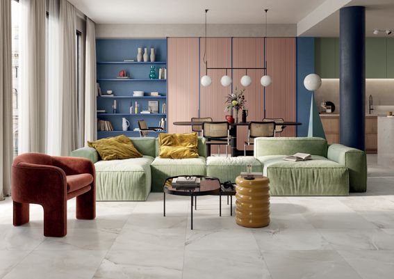 #Koupelna #Kuchyně #Obchody a restaurace #Obytné prostory #kámen #Moderní styl #bílá #Extra velký formát #Střední formát #Velký formát #Lesklá dlažba #Matná dlažba #1000 - 1500 Kč/m2 #1500 a výše