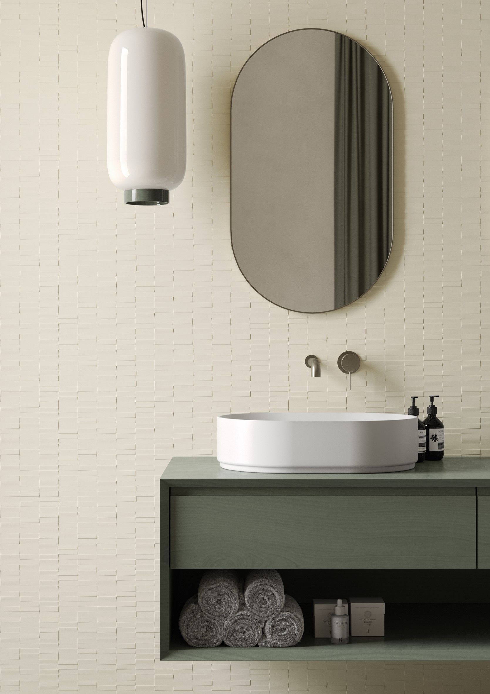 #Koupelna #Moderní styl #béžová #bílá #šedá #Střední formát #Matná dlažba #1000 - 1500 Kč/m2