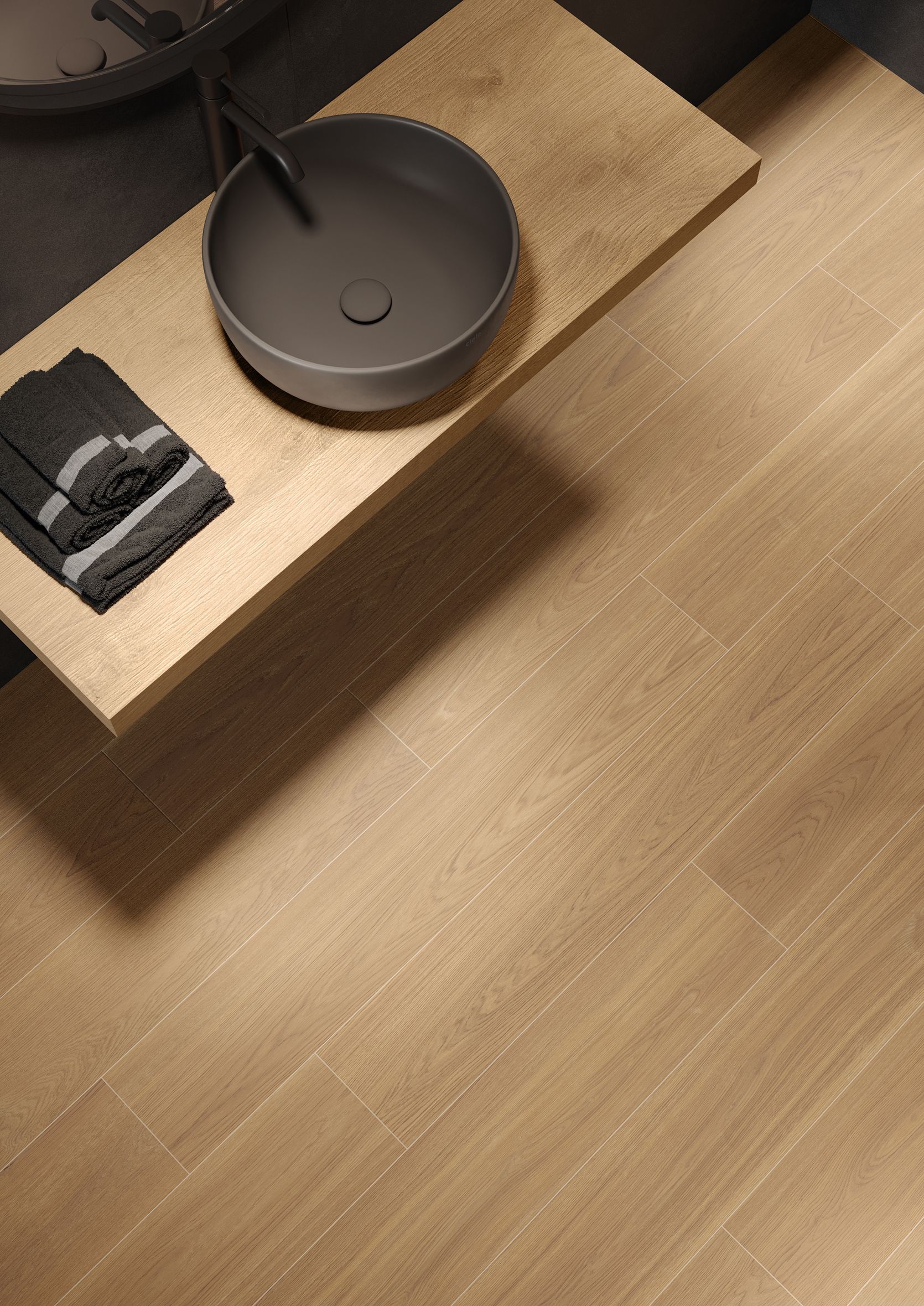 #Koupelna #Obytné prostory #Terasy a balkony #Venkovní dlažby 2 cm #dřevo #Moderní styl #Naturální styl #béžová #hnědá #krémová #Střední formát #Tloušťka 2 cm na terče #Matná dlažba #1000 - 1500 Kč/m2