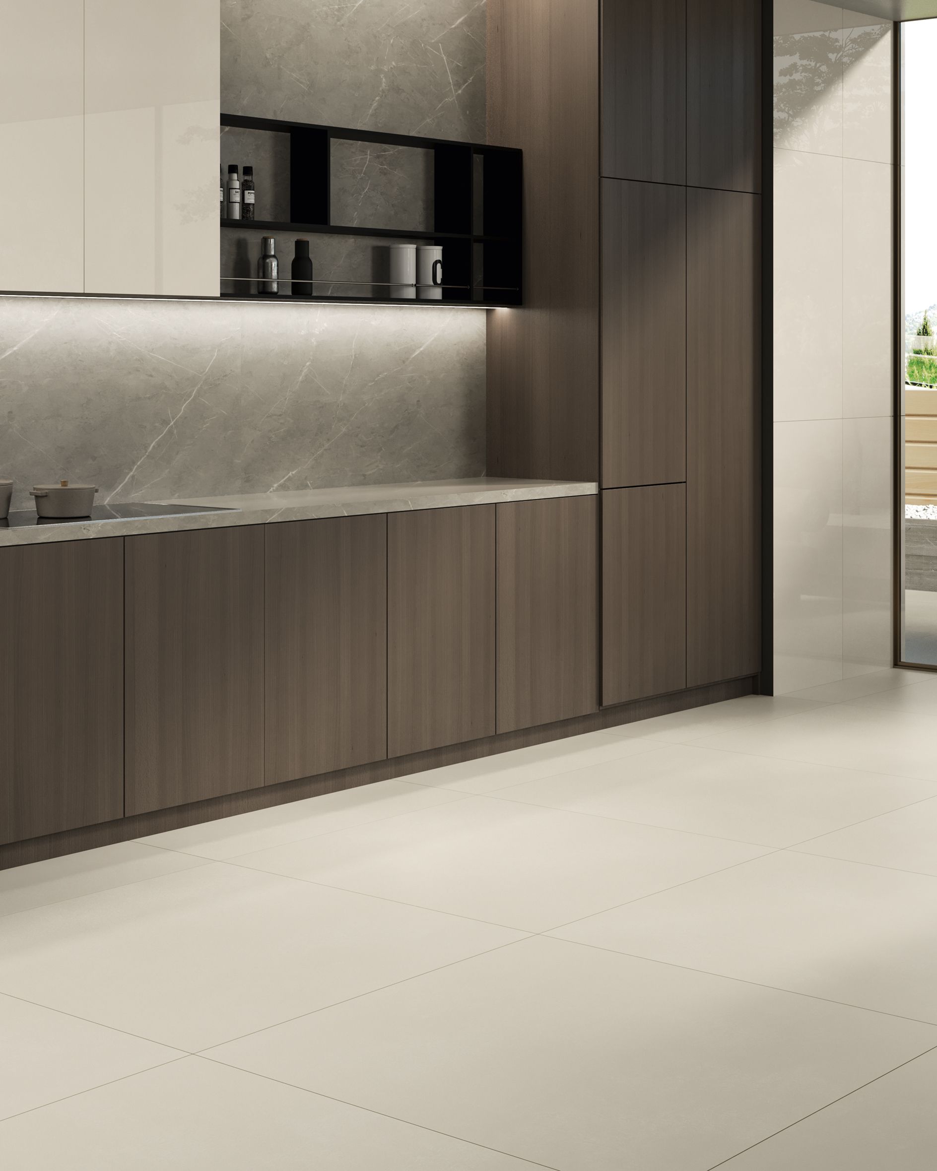 #Koupelna #Kuchyně #Obchody a restaurace #Obytné prostory #Minimalistický styl #Moderní styl #béžová #bílá #šedá #Malý formát #Střední formát #Velký formát #Lesklá dlažba #Matná dlažba #1000 - 1500 Kč/m2 #1500 a výše