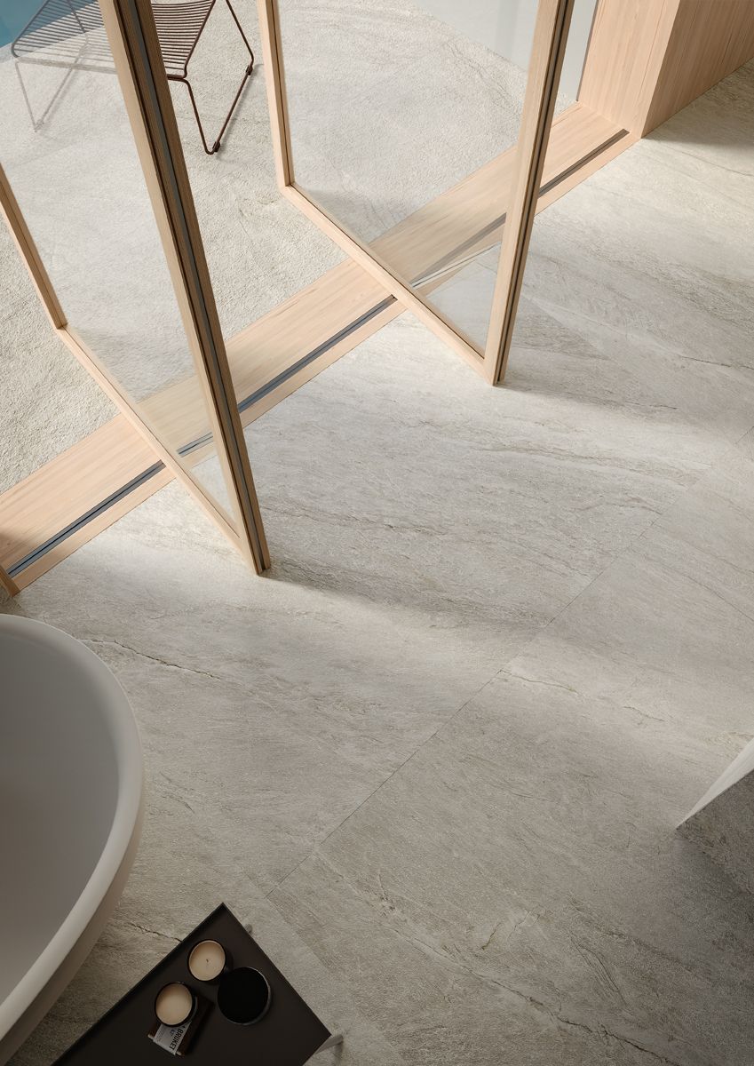 #Koupelna #Obchody a restaurace #Obytné prostory #Terasy a balkony #Venkovní dlažby 2 cm #kámen #Moderní styl #béžová #bílá #šedá #Střední formát #Tloušťka 2 cm na terče #Velký formát #Matná dlažba #1000 - 1500 Kč/m2 #1500 a výše #Imola #Vibes