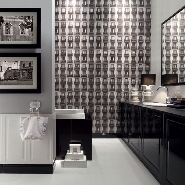 #Tubadzin-Zien #Palazzo #Obklady a dlažby #Koupelna #Black and White #Klasický styl #bílá #černá #Lesklý obklad #Velký formát #1000 - 1500 Kč/m2 #new 