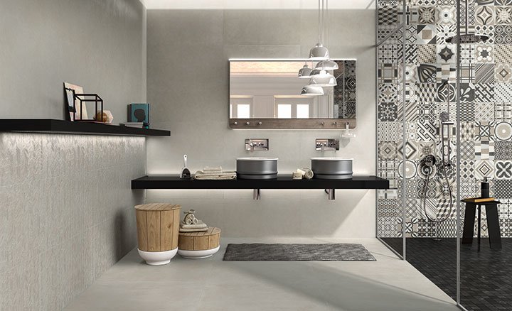 #NovaBell #Paris Plume #Obklady a dlažby #Koupelna #Obytné prostory #beton #Patchwork #bílá #Matný obklad #Malý formát #1000 - 1500 Kč/m2 #1500 a výše #new 